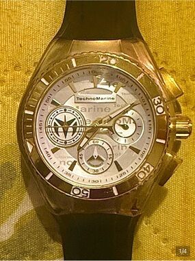 Technomarine Gold and Black Chronograph Sport Watch